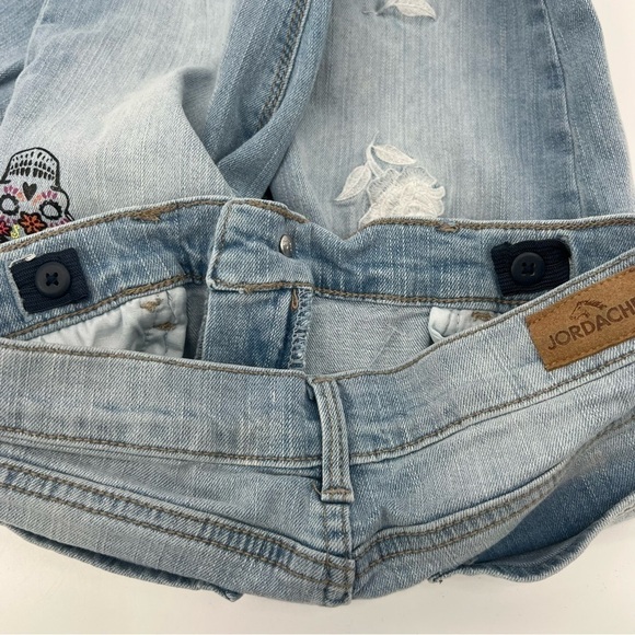 Jordache Embroidered Cut Off Frayed Hem Skinny Jeans Size 12 Big Girl's - Picture 4 of 6